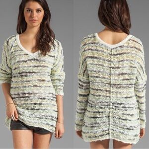 Free People Marled Songbird Chunky Knit Pullover Sweater V-Neck‎ size small